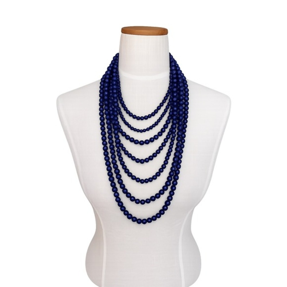 BaubleBar Multi Strand Layered Statement Necklace Navy Grandmacore Nautical‎ NEW